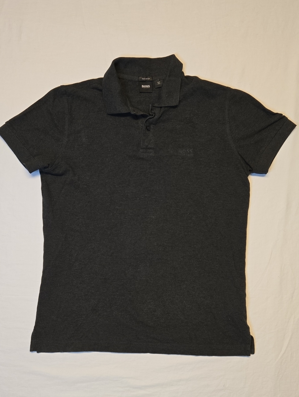 Hugo Boss Charcoal Gray 1/4 Button Down Pima Cotton Polo Shirt
